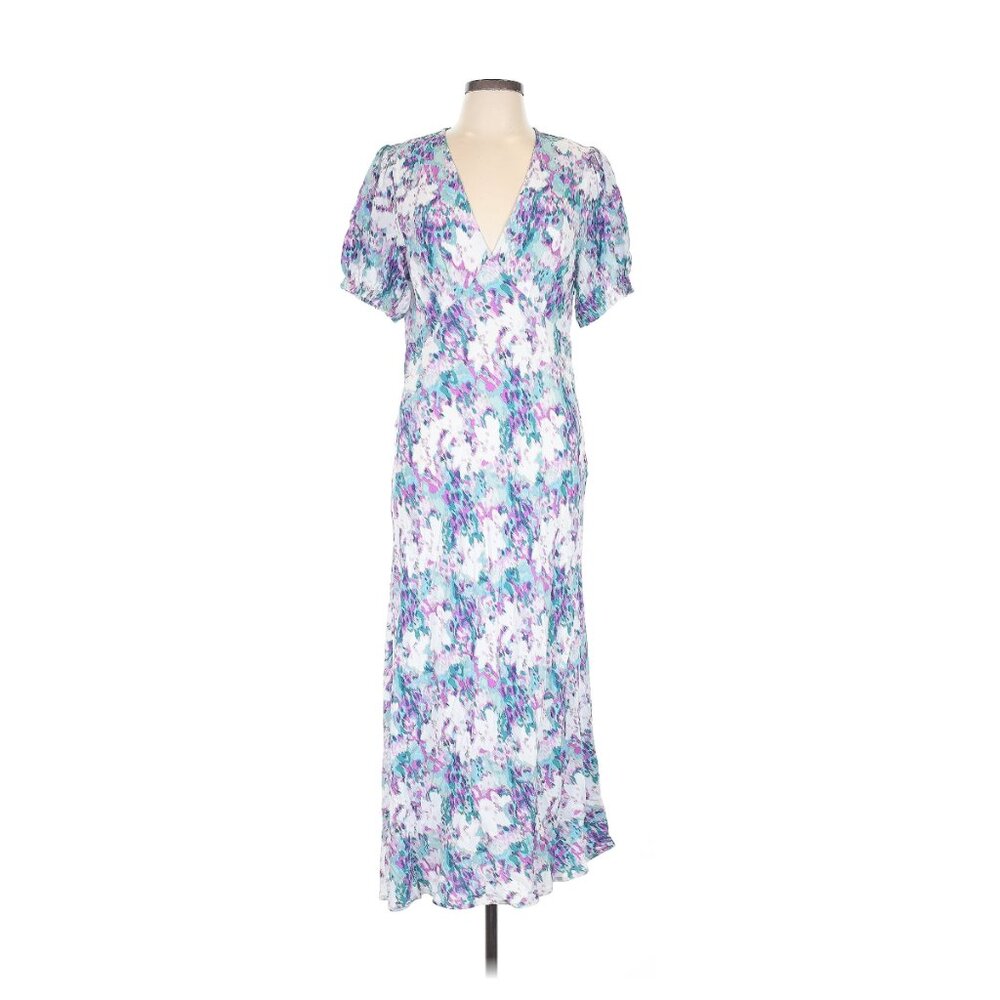 New Day Long V Neck Dress Purple and Blue Size L